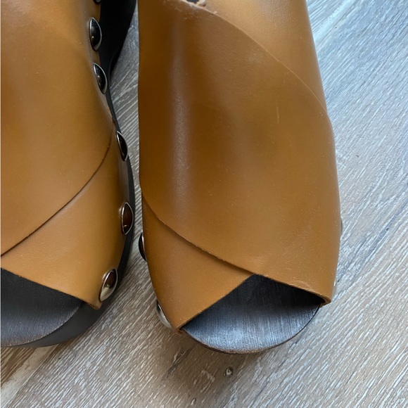 Ganni Brown Open Toe Studded Clog - Leather - Picture 9 of 13